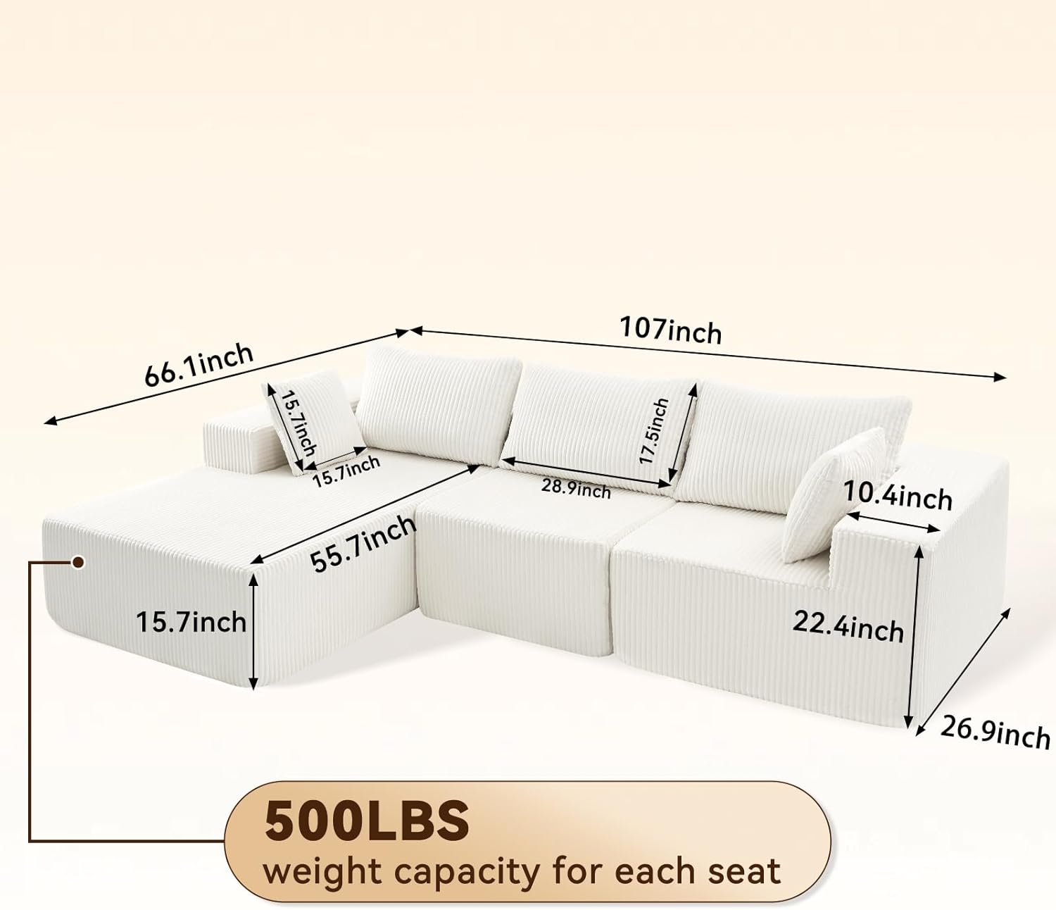 Aoitun L-Shaped Sectional Couch Covers with Chaise Lounge - Waterproof & Washable Slipcover for L-Shape Sofa, U-Shaped Sectional, and Oversized Chaise Lounge - Durable Fabric Protector