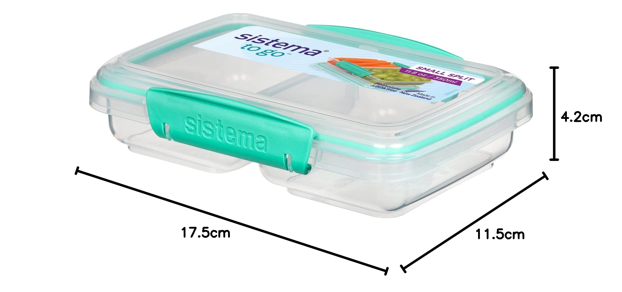 Sistema 9er Pack Lunchbox Small Split To Go, in 2 Sektionen unterteilt, 350ml - Minze/Lila/Ozeanblau
