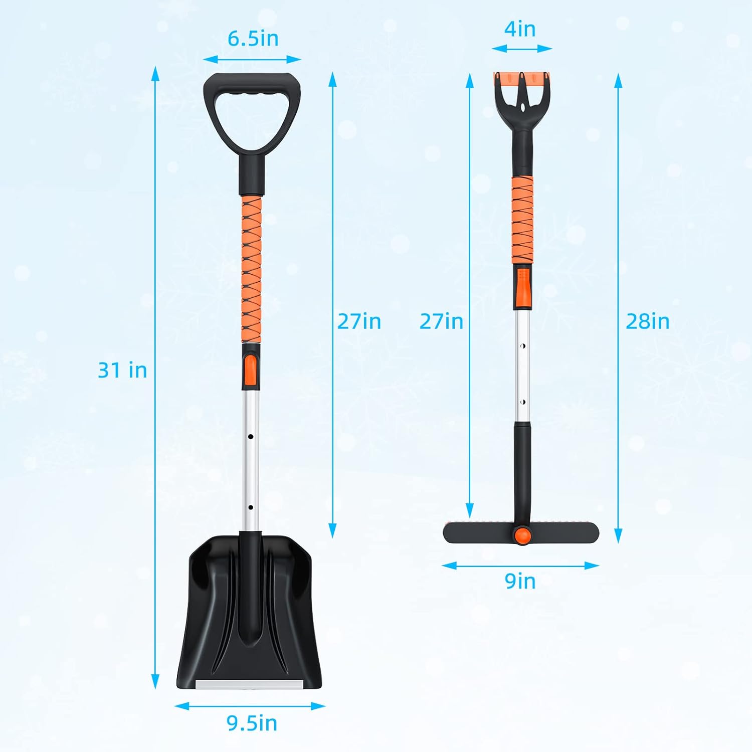 review Snow Shovel Brush Removal Tools - 3 in 1 Retractable Car Snow Shovel, Rotatable Snow Brush, Ice Scraper, Car Winter Kit, Portable Emergency Snow Removal Shovel Snow Brush for Car Truck Camping Outdoor