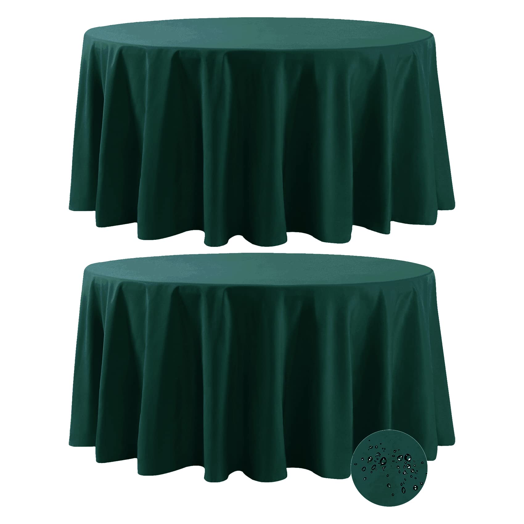 Fokitut 4 Pack Waterproof Round Tablecloth, 132 Inch, Stain Resistant and Wrinkle Polyester Table Cloth, Fabric Table Cover for Kitchen Dining, Wedding, Party, Holiday Dinner-Hunter
