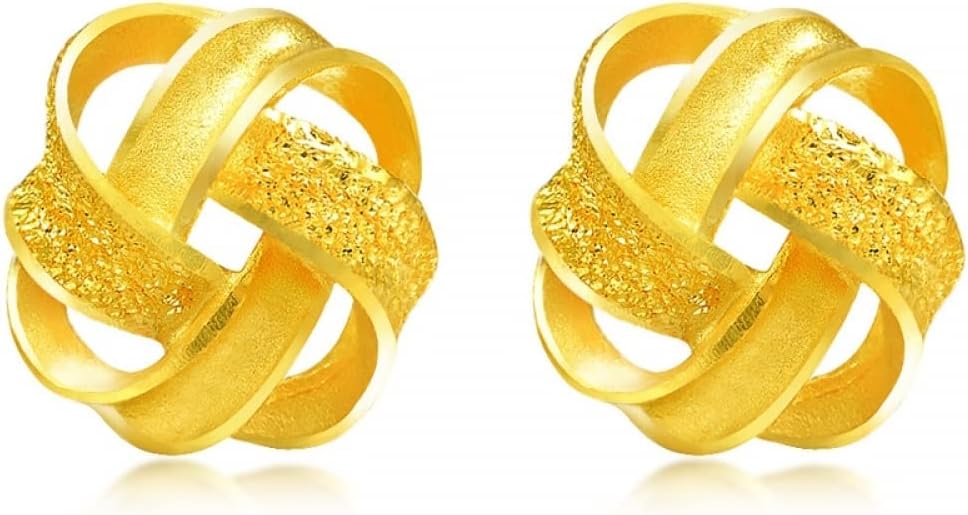 CHOW SANG SANG 999.9 24K Solid Gold Hollowed Blossom Pattern Stud Earrings for Women 69681E