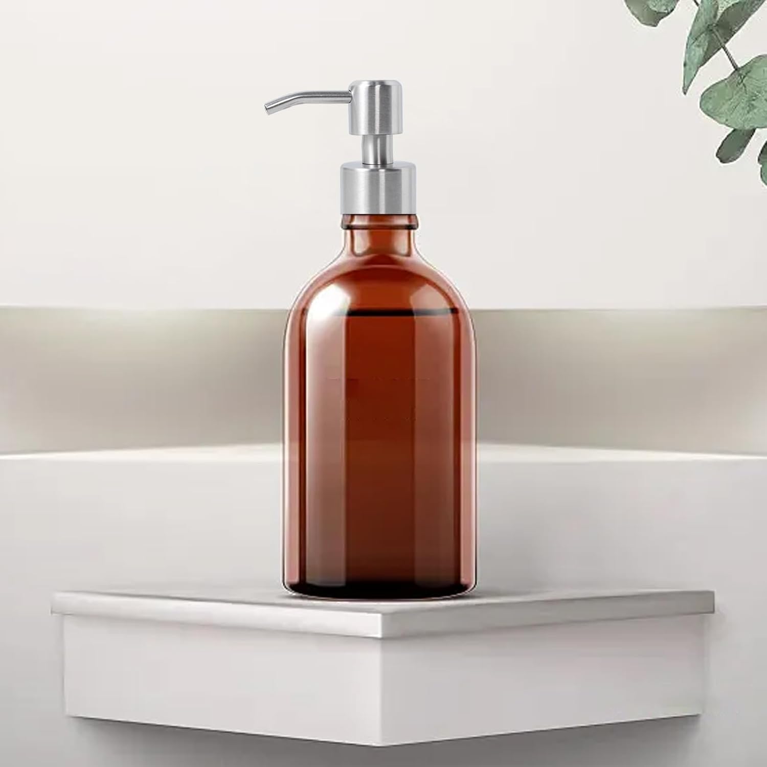Stainless Steel Soap Dispenser Pump, Modern Design, 2-Pack (Steel Brush)