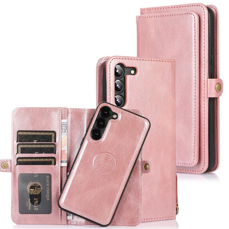 Étui Galaxy S26 cuir rose pour libérer vos mains lors de vos sorties en ville