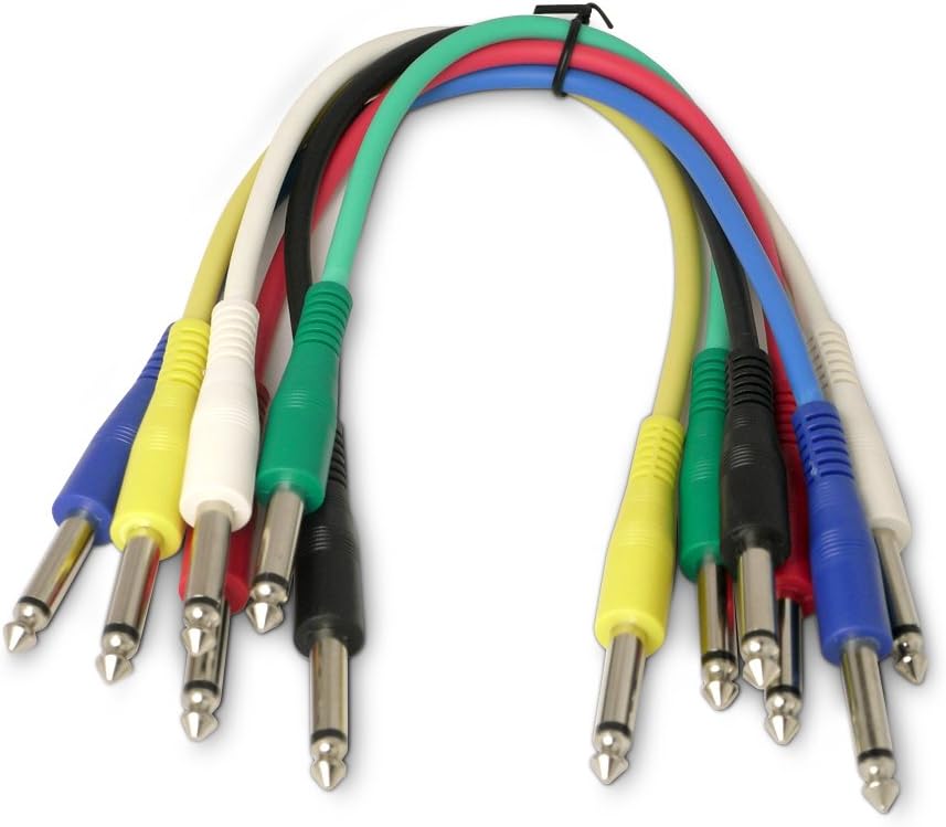 Snakebite 6 Professional Patch Cables. Mono, straight, jack to jack connectors. Ideal for linking guitar effects pedals or use on studio patchbays