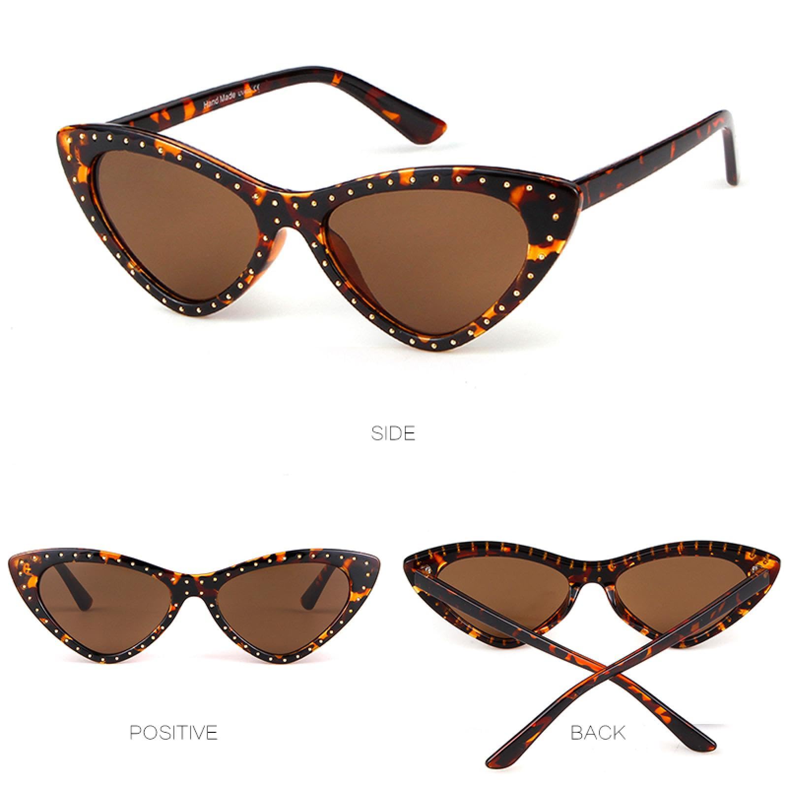 Occhiali da sole con protezione UV400 | Montatura con rivetti rossi a forma di occhio di gatto | Donna Uomo per sport all'aria aperta e guida