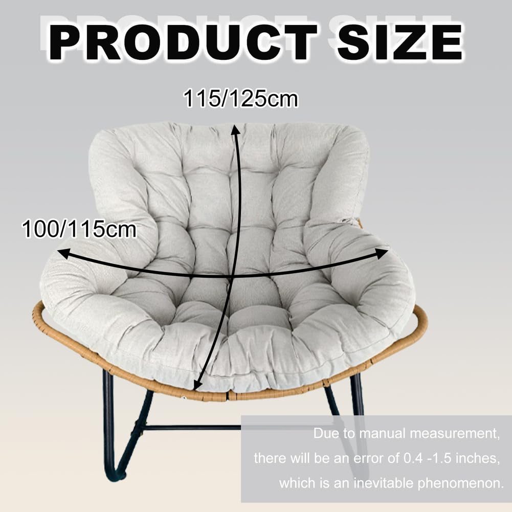 Coussin de Chaise à Bascule Imperméable, Coussin Fauteuil Suspendu Fauteuil Oeuf Coussins Balancoire Chaise Coussin de Chaise Papasan Double pour Jardin, Terrasse, Salon,Noir,115×100cm