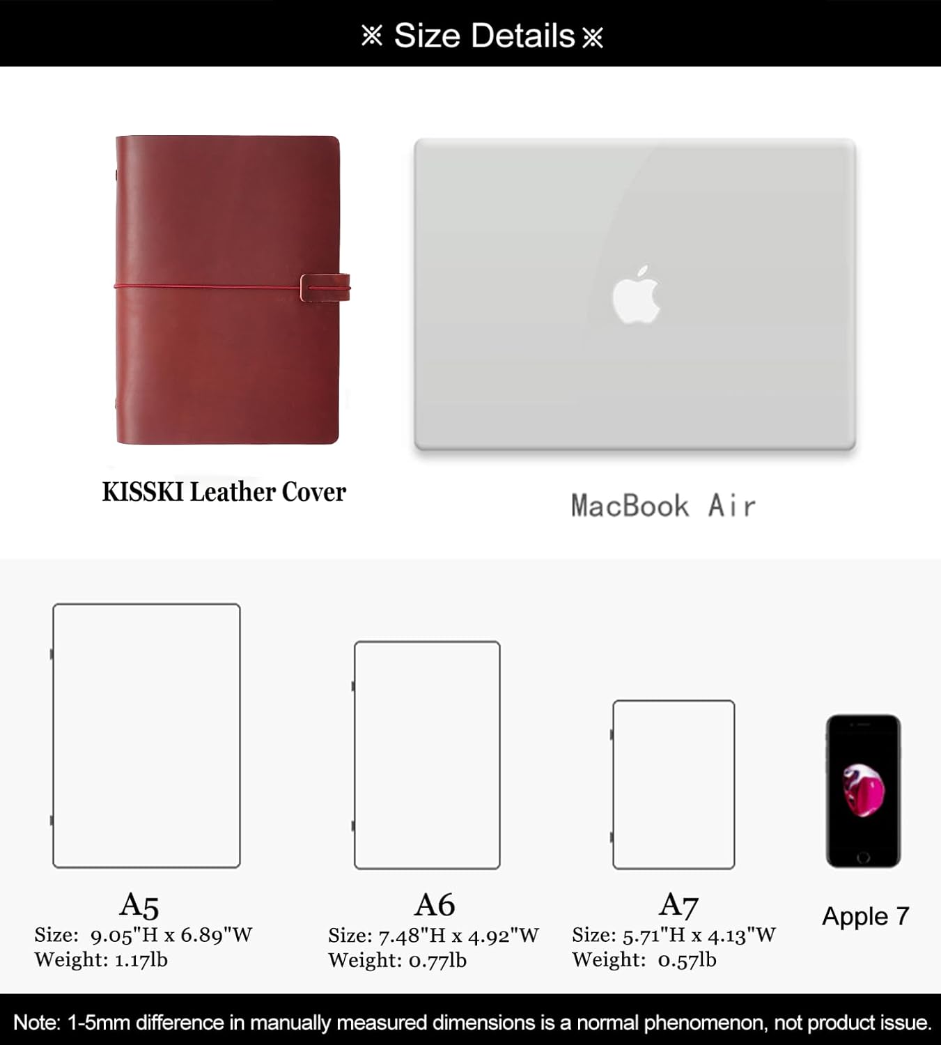 Free Custom Logo, KISSKI·H Olvido Personalized A5 Leather Journals for Men, 6 Ring Binder Refillable Travelers Notebook, Engraved Gifts for Writers/Business, Customized Gift for Women, Red