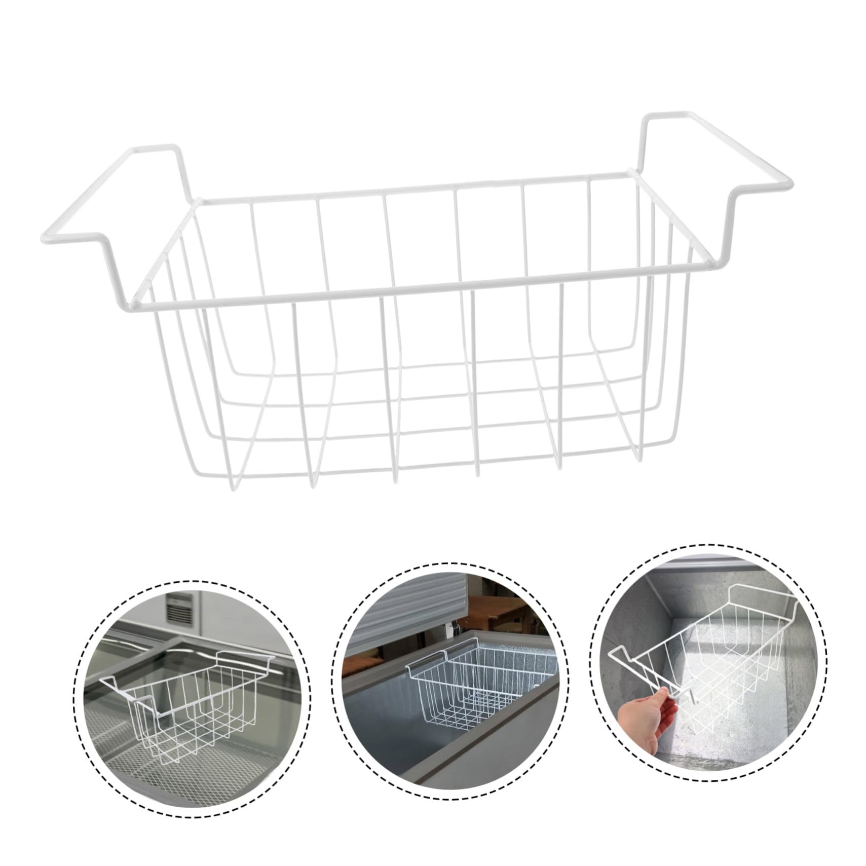 Cesta de Hierro para Congelador Almacenamiento Horizontal Blanco | Diseño y Acceso Rápido de Parte Superior Abierta , Ajuste Limpieza Sencilla , Optimiza el Espacio de Cocina