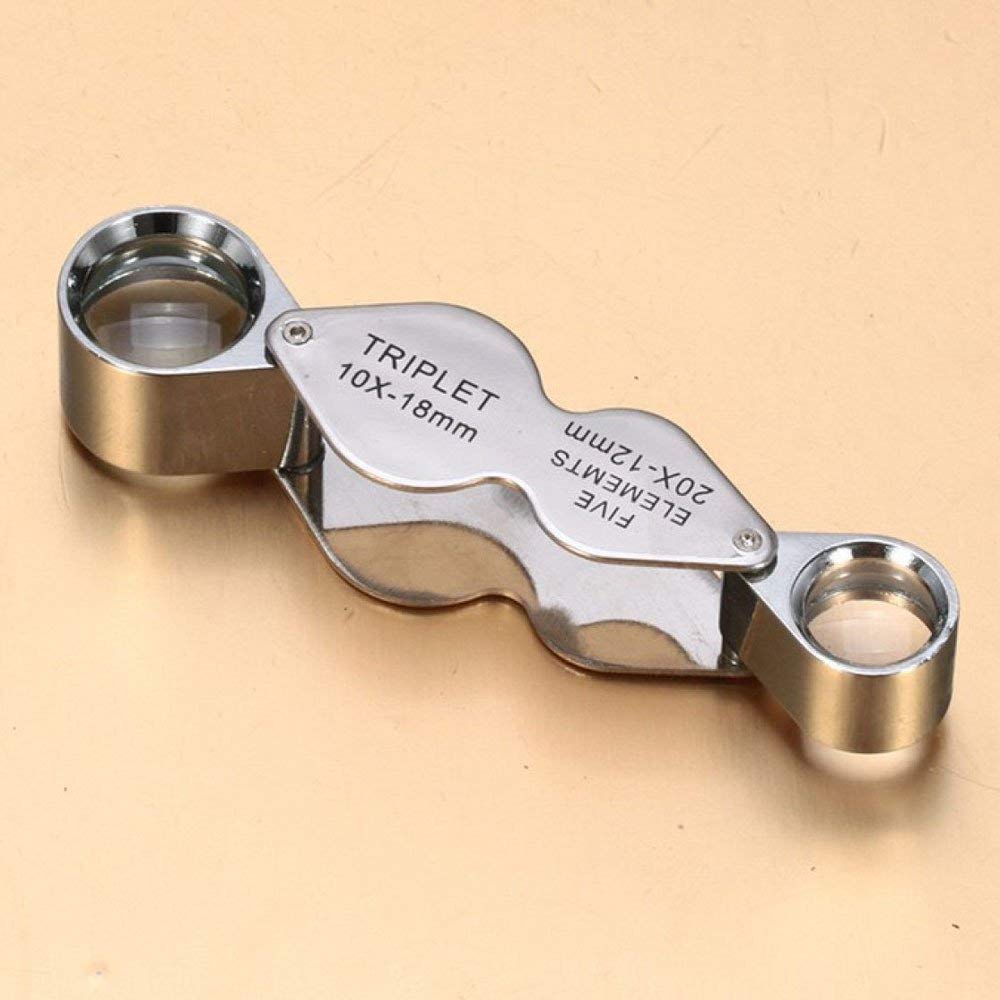 10X 20X leichte Lupe, komfortable Mini-HD-Linse zum Lesen, Silber, 21 x 53 x 18 mm Platte