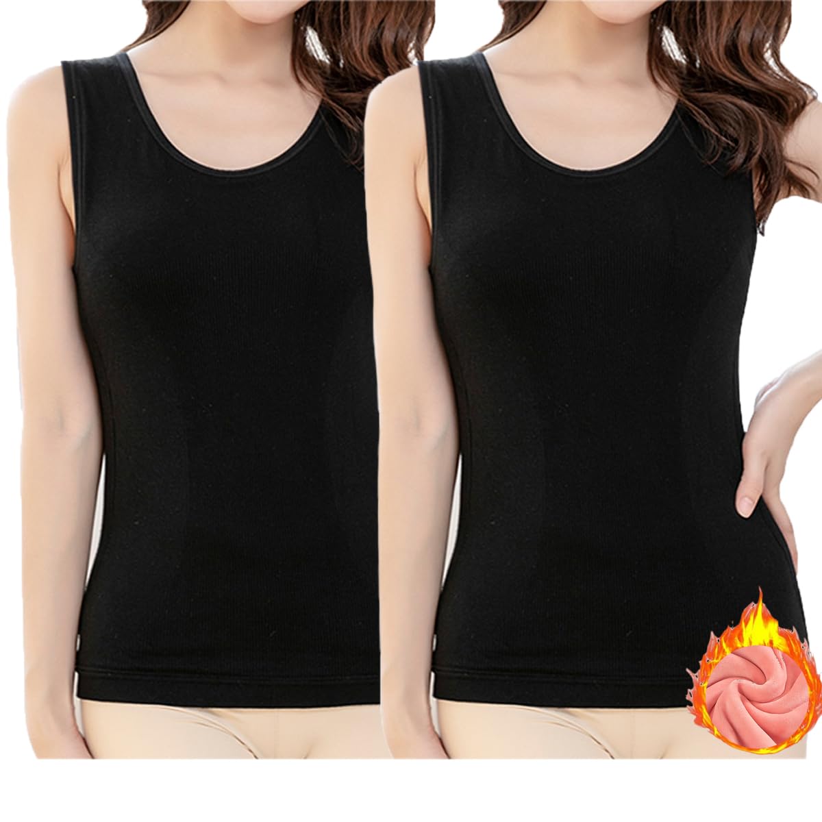 Womens Cotton Thermal Fleece Lined Cami Tank Top