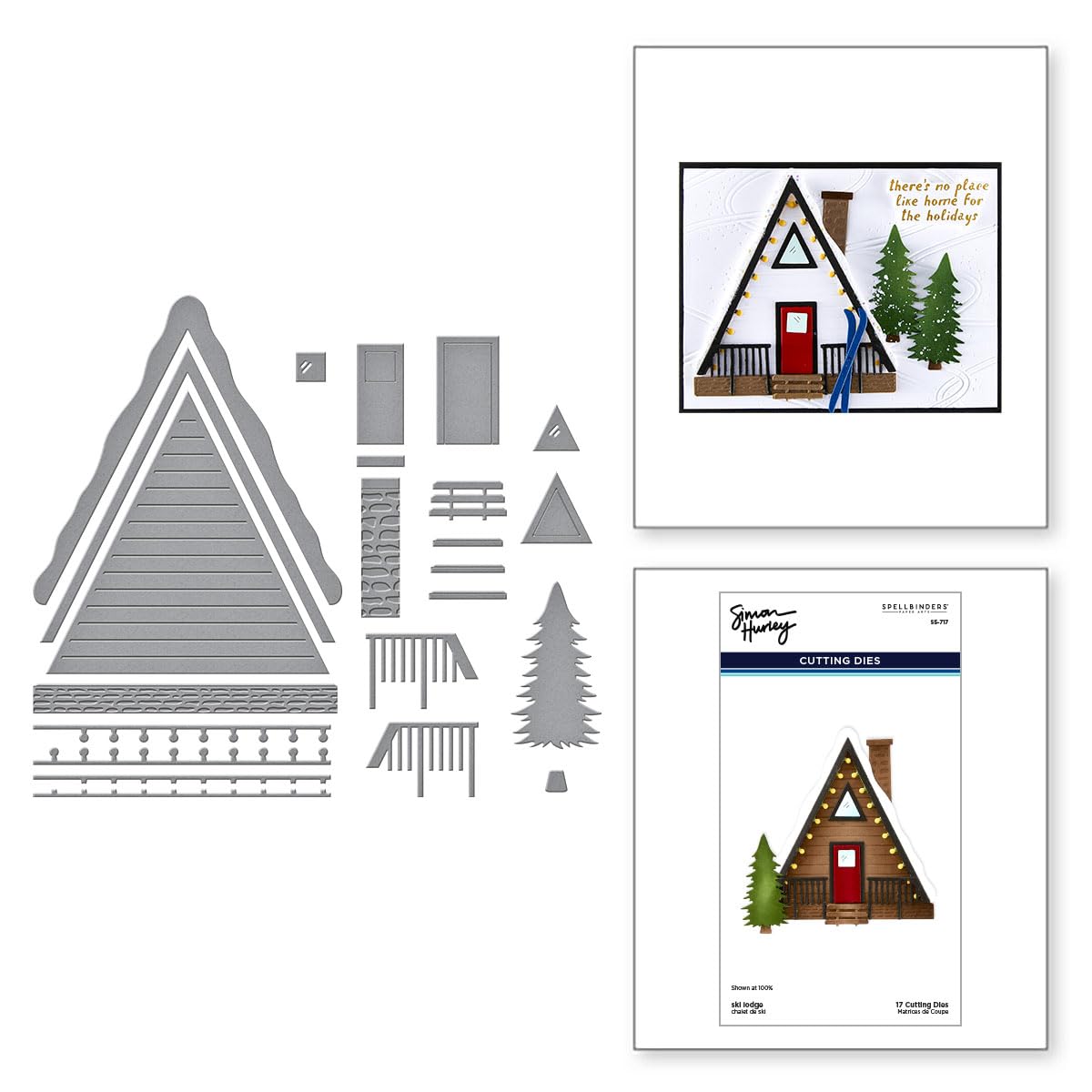 Ski Lodge Etched Dies from the Ski-Son's Greetings Collection by Simon Hurley