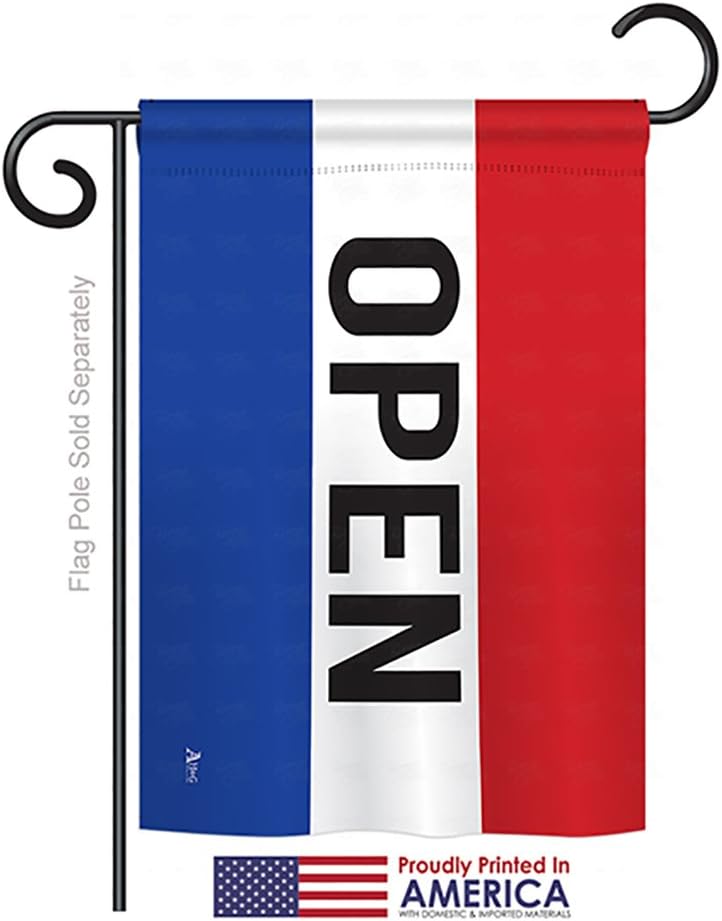 Open Garden House Flags Set Novelty Merchant Sale Store Retail Business Advertisement Promotion Small Decorative Gift Yard Banner Made In USA 28 X 40