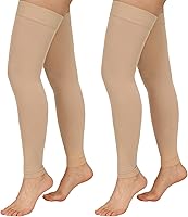 Vista 11 de 2 pares de medias de compresión para mujeres y hombres, medias de compresión altas hasta el muslo de 20-30mmHg, medias de compresión médicas