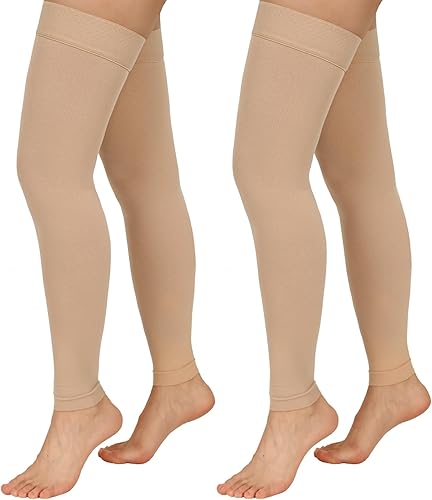 Miniatura 11 de 2 pares de medias de compresión para mujeres y hombres, medias de compresión altas hasta el muslo de 20-30mmHg, medias de compresión médicas