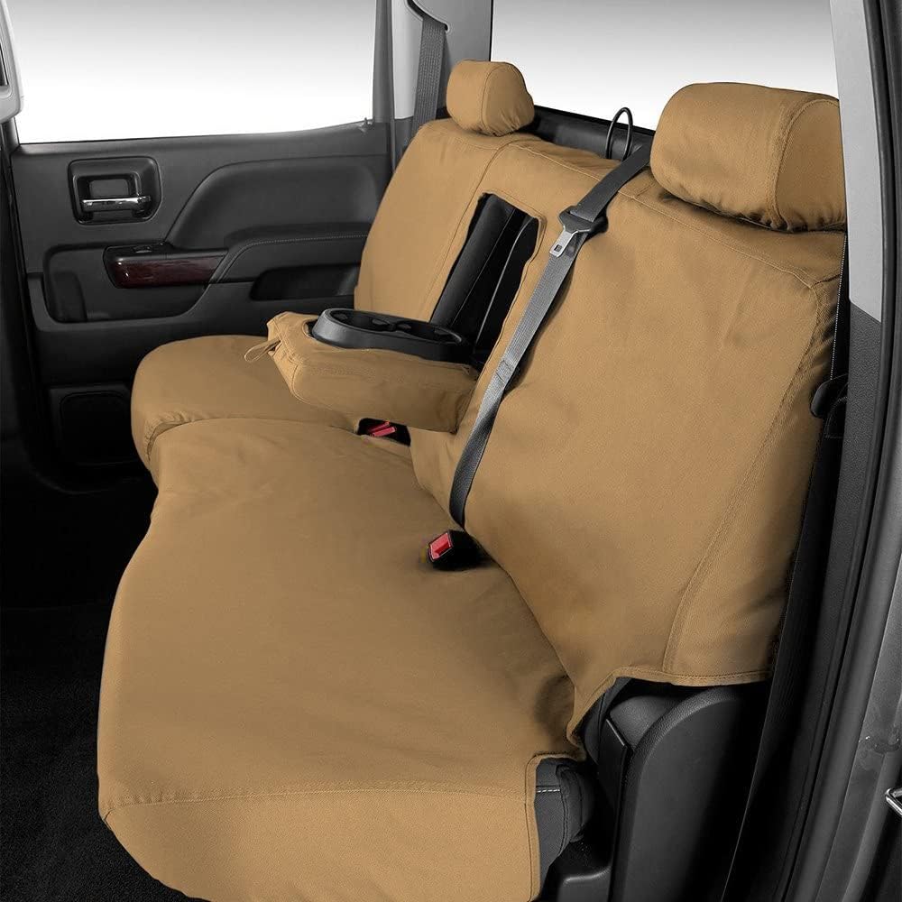 Covercraft Custom-Fit Rear-Second Seat Bench SeatSaver Seat Covers - Polycotton Fabric, Tan