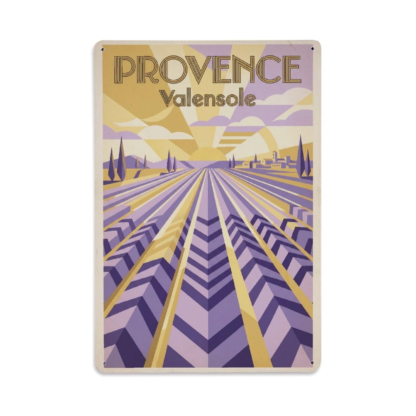 Gead 8X12inch Style Vintage Travel Provence Lavender Plateau Metal Tin Sign