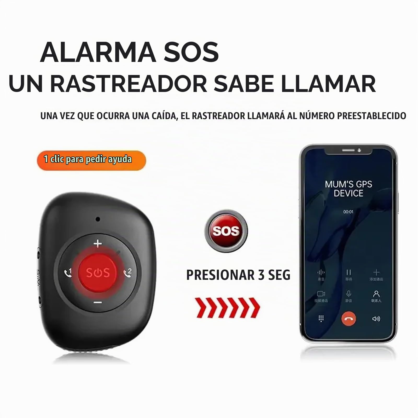 Colgante rastreador GPS V50 4G en Tiempo Real con Alerta de caída, Llamada bidireccional, Alarma SOS, localizador for Mujeres Mayores y niños, aplicación(V50-red)