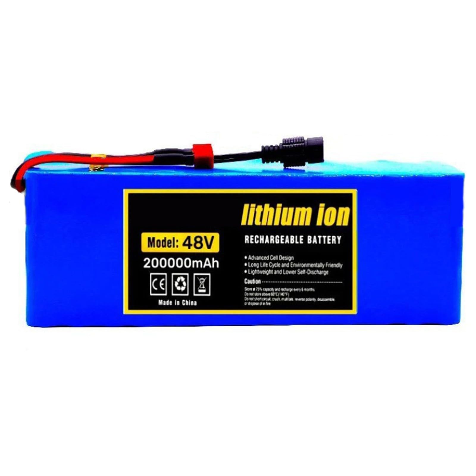 48V E-Bike Akku 200Ah 13S3P Elektrofahrrad Lithium-Ionen Wasserdichter PVC-Akku Mit Ladegerät Für 200W-1000W Elektrofahrrad Scooter Motor Hochleistungs Lithium Akku