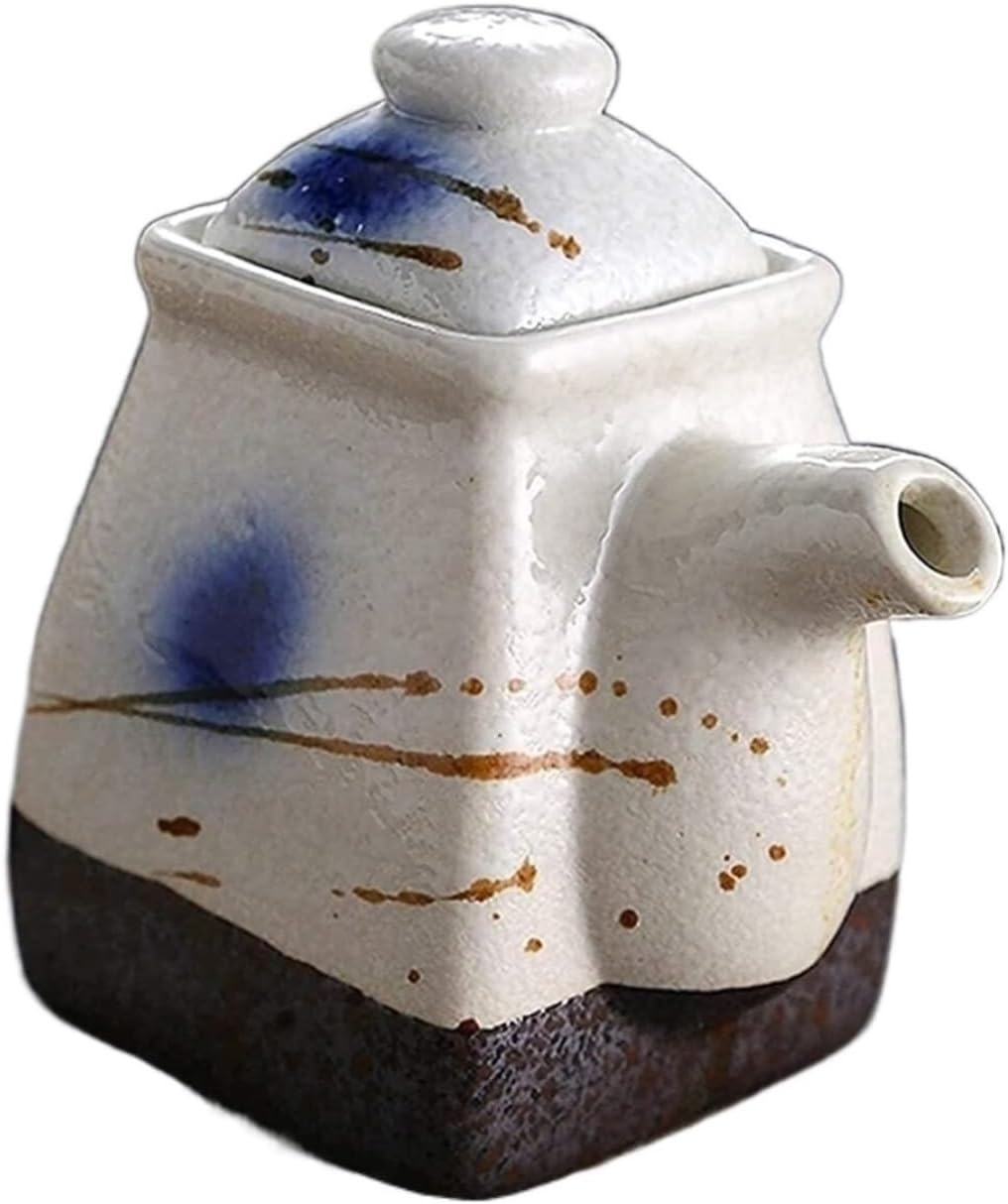 Oil and Vinegar Dispenser Olive Oil Dispenser Bottle,Oil and Vinegar Cruet,Japanese Style Earthenware Ceramic Vinegar Dispenser Soy Sauce Cooking