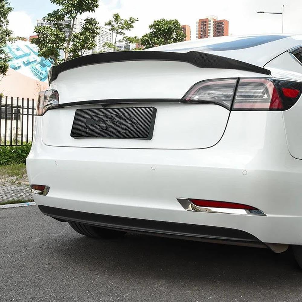 Car Rear Fog Light Protector Frame Tail Lamp Decoration Trim For Tesla Model 3 2022 Stainless Steel Accessories Bumper Parts(Carbon Fiber)