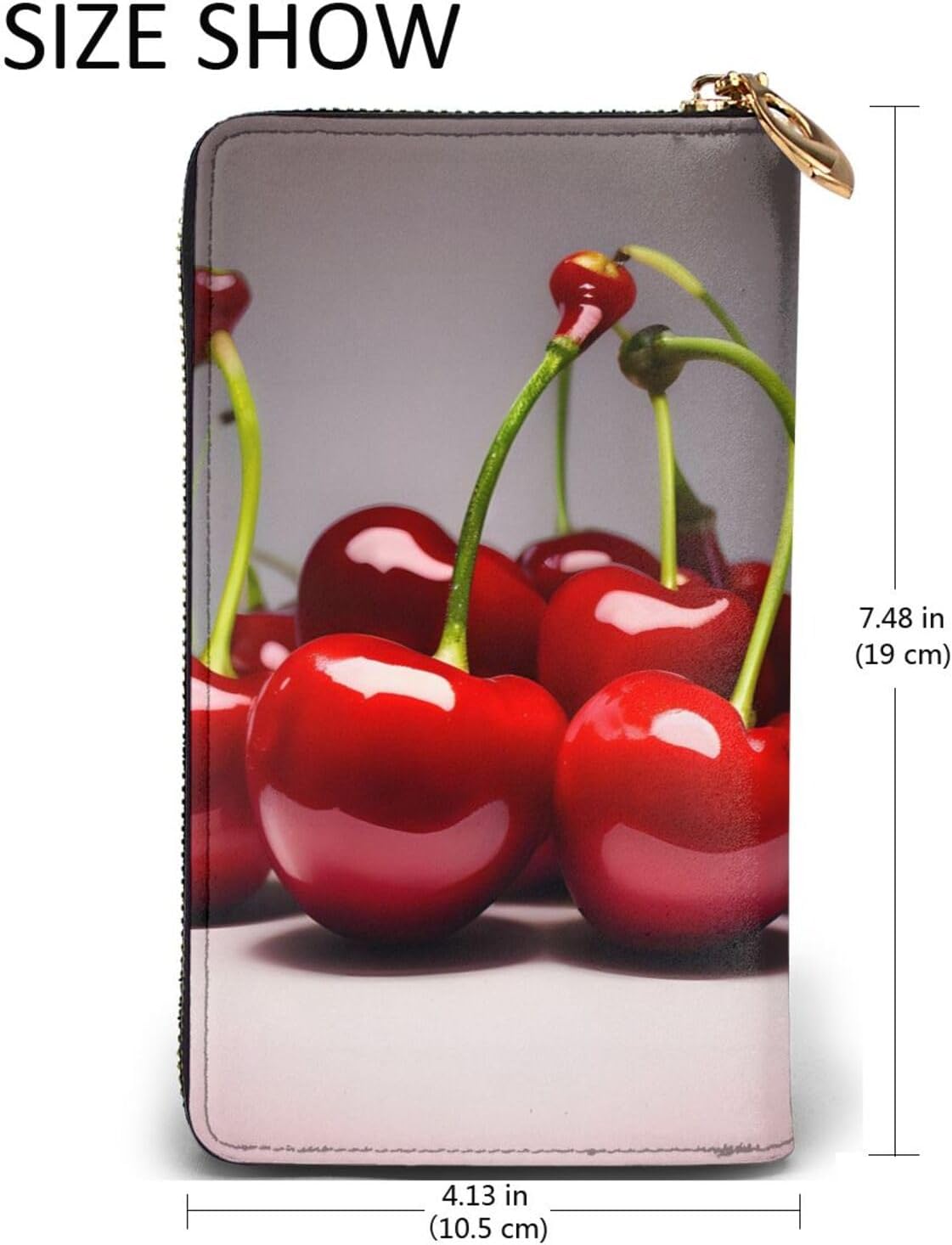 Chilean cherries Women's wallet, clutch wallet, with zipper, large capacity.
