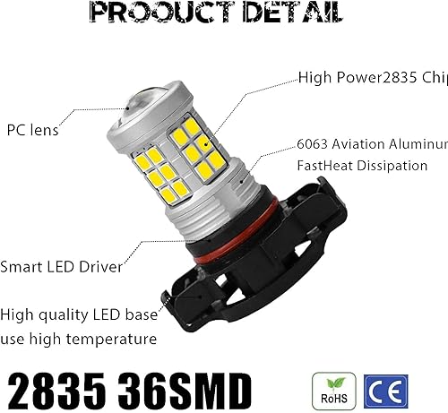 Vista 92 de Bombillas LED antiniebla superbrillantes de 3000 lm H8 H11, bombillas DRL de alta potencia 3030 chips con lente de proyector de repuesto