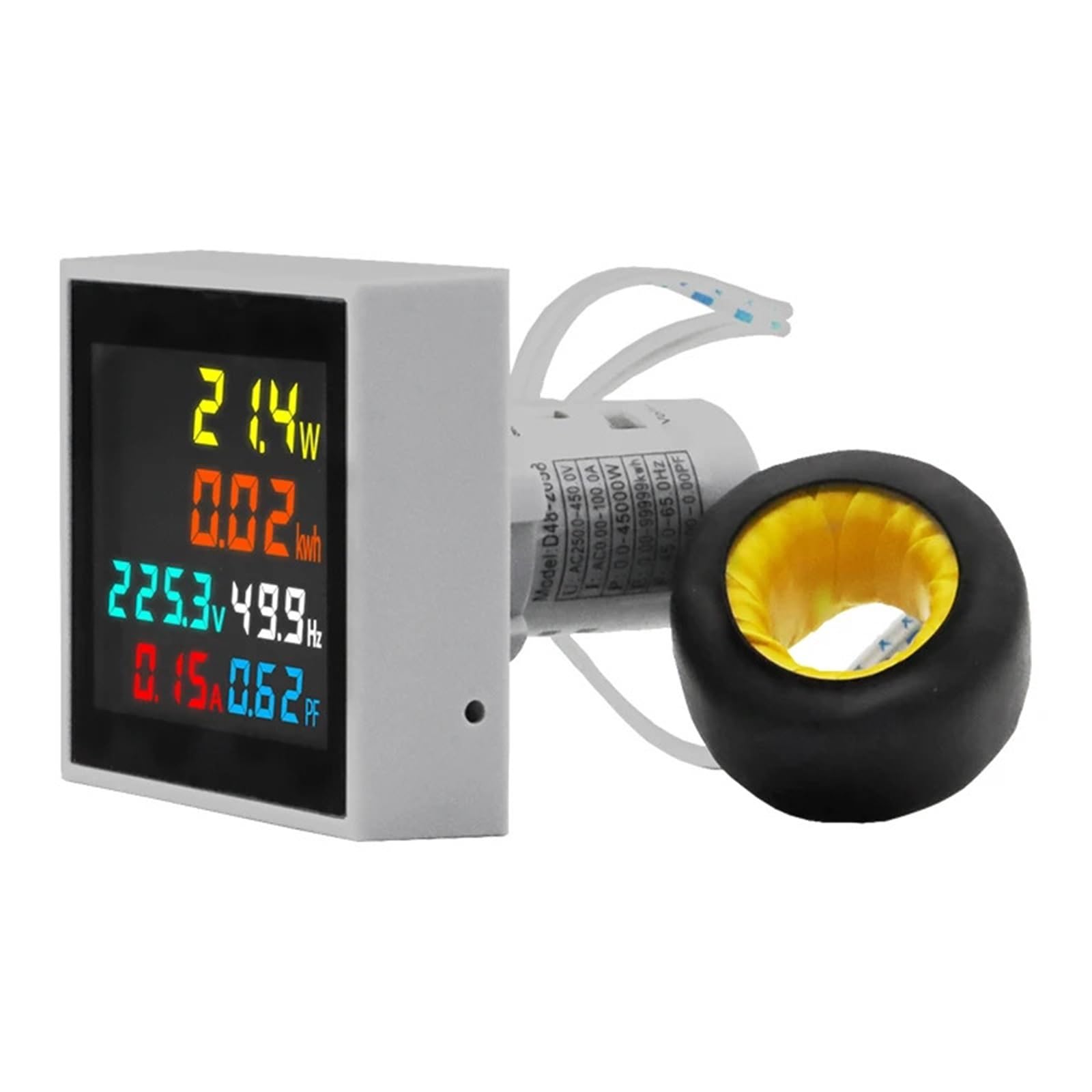 Medidor multifunción con pantalla Digital LCD 6 en 1 D48-2058 Mini medidor electrónico de corriente de voltaje de vatios-hora(AC 250-450V)