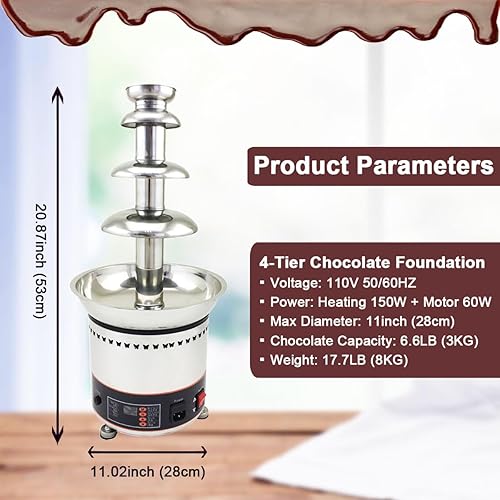 Miniatura 3 de INTBUYING Máquina de fuente de chocolate comercial de 110 V de 4 niveles para fiestas, bodas, empresas, cumpleaños, máquina de fuente de chocolate