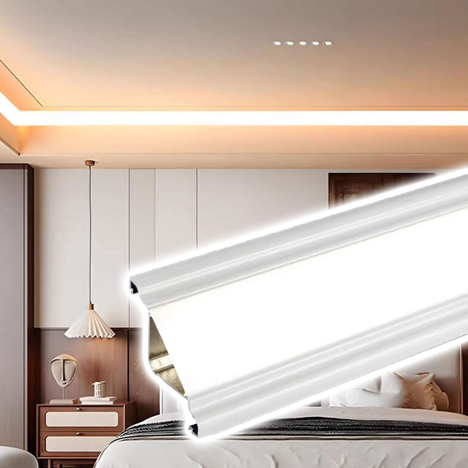 Moulure LED anti eblouissement avec cache et diffuseur blanc pour plafond 16m