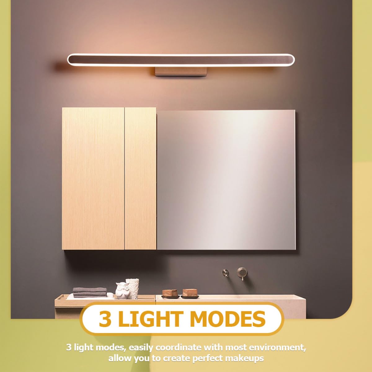 Lampada LED da Toeletta a Parete per Specchio Bagno | Dimmerabile, Luce Uniforme senza Sfarfallio, Alluminio e Acrilico per Trucco