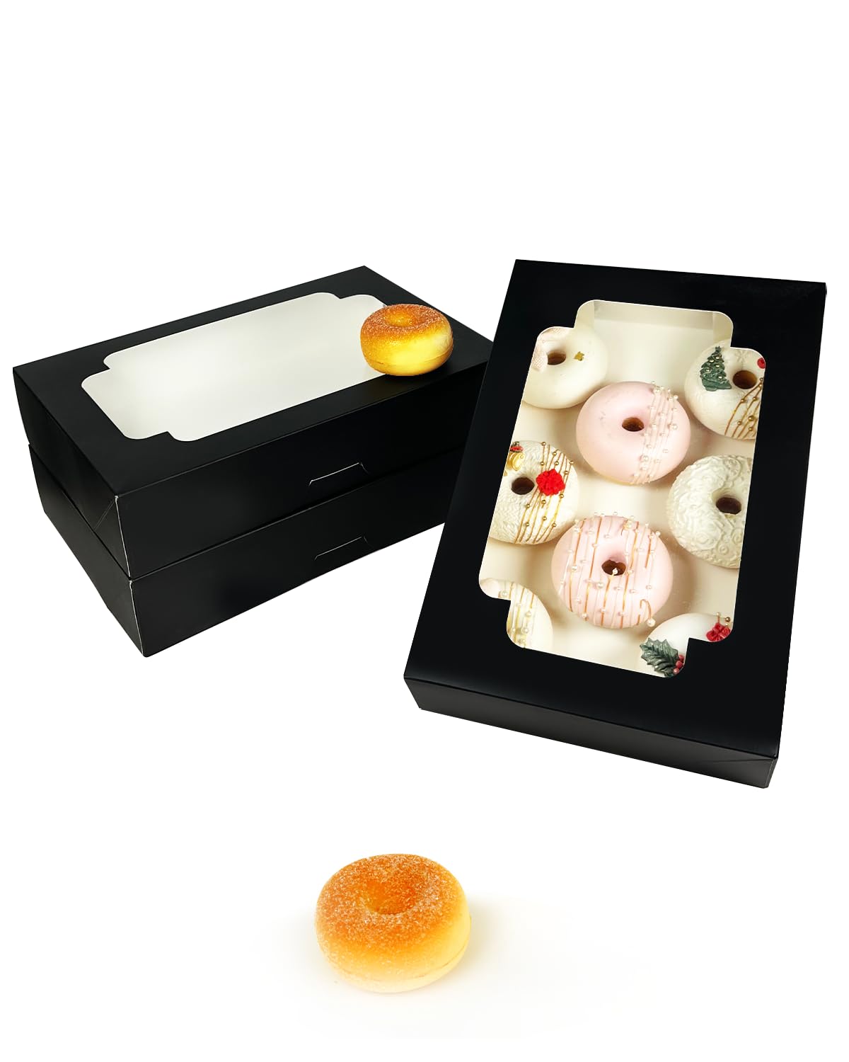 Gcardist Auto-pop Up Black 30.5x20.3x6.4cm 12Pcs Cookie Box with Window Pastry Macaron Bakery Box for Packaging (12x8x2.5 inch) - Image 2