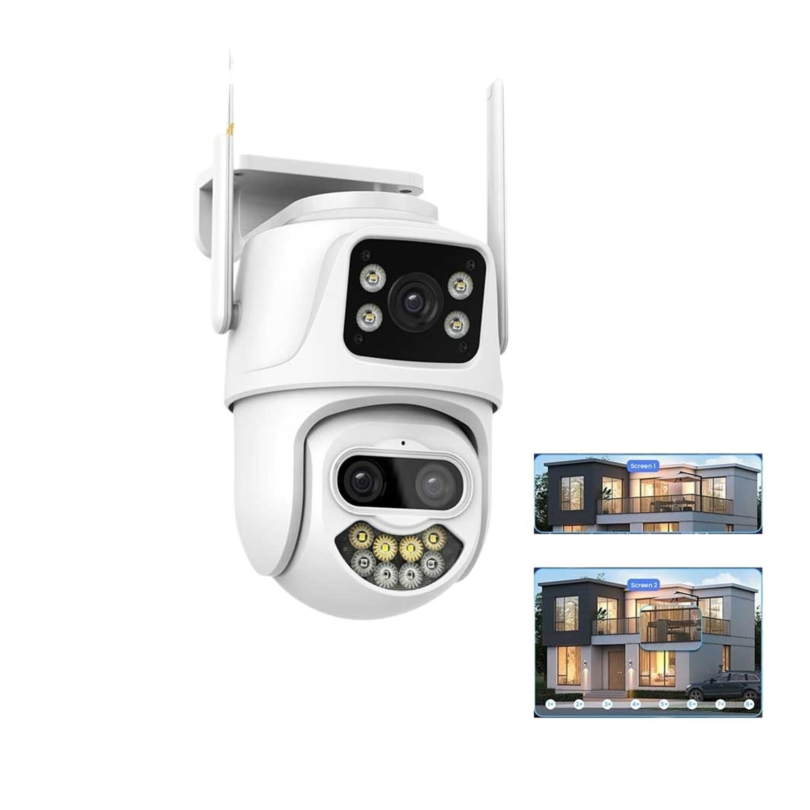 Telecamera di Sicurezza Esterna Telecamera 9MP for Esterni Zoom 8X Tre Lenti Doppio Schermo Audio Sicurezza Domestica PTZ Monitoraggio Automatico Video sorveglianza CCTV(3 Lens Cam ADD 128G)