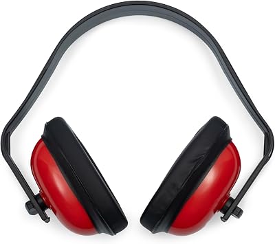 Califone HS40 Hearing Safe Hearing Protector, Rugged Polypropylene Headstrap, Adjustable Headband, ABS Plastic Earcups Designed for High-use Settings, Bright Red Safety Color, Large, Pack of 1
