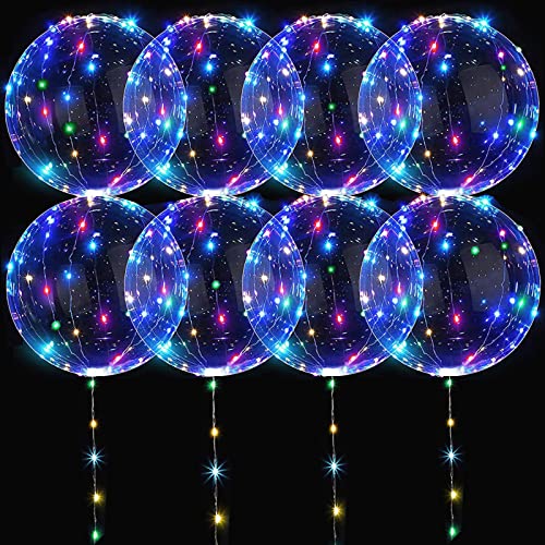 LED Balloons Light Up Balloons - 10 Pack Glow in the Dark Balloons, 20 Inch Clear Bobo Balloons with Lights, Bubble Balloons with String Lights, Helium Glowing Balloons for Party
