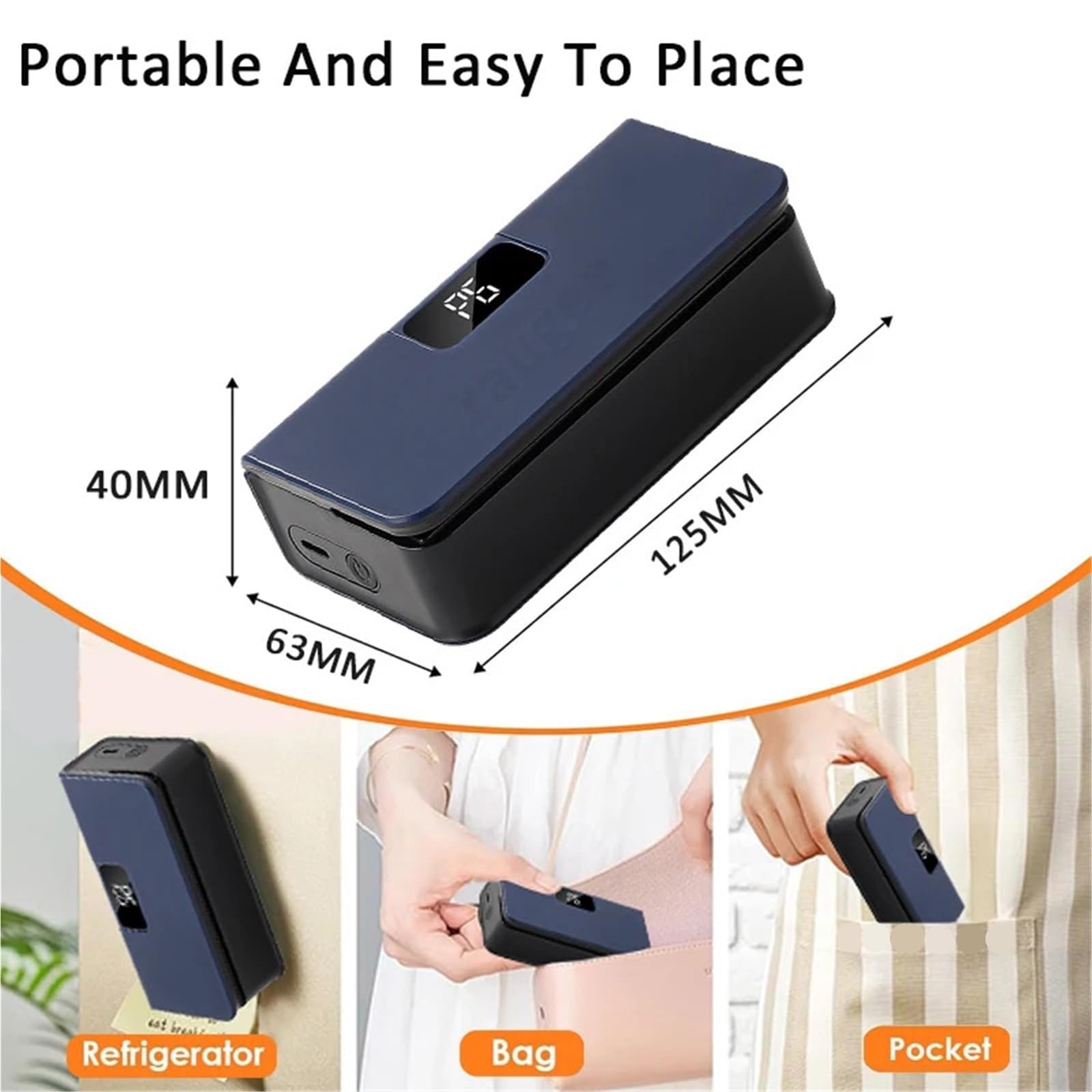 Máquina selladora al vacío, Mini Sellador Térmico, Máquina Selladora De Bolsas Plástico, Paquete Almacenamiento Recargable, Clip Mano Para Alimentos,Selladora de alimentos(Blue)