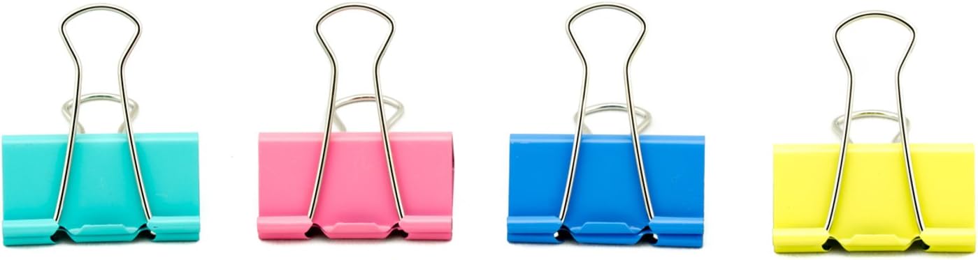 AKORD 25 mm Metal Binder Clip Clamp - Assorted Colours (Pack of 48) - Image 3