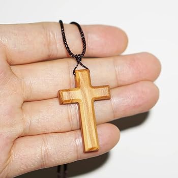 Collana In Legno Retrò Ciondolo Croce Lunghezza Regolabile - Foto 11