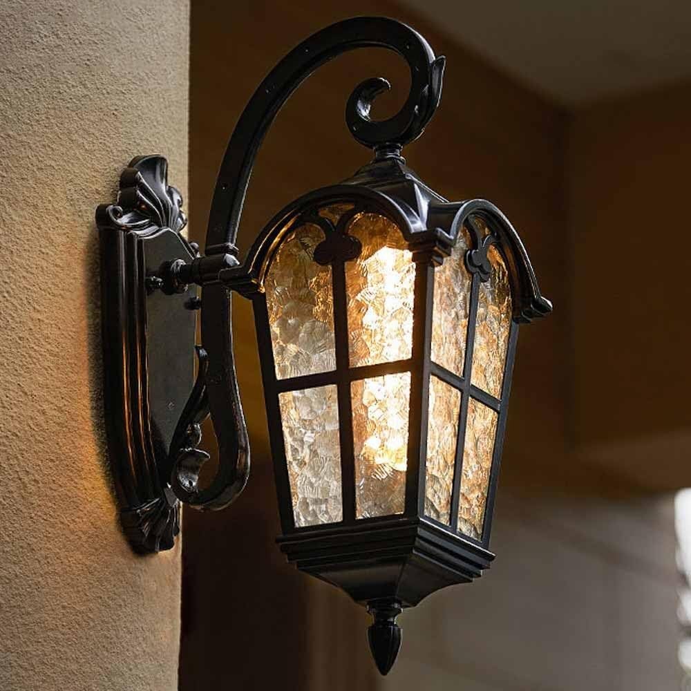 Lampa Ogrodowa,Lampy Czarny Aluminiowy Kinkiet Zewnętrzny Szklany Latarnia Ścienna Wodoodporna Zewnętrzna Lampa Ścienna Do Ogrodu Korytarza Podwórka Oprawa Ogrodowa(3 Pack)