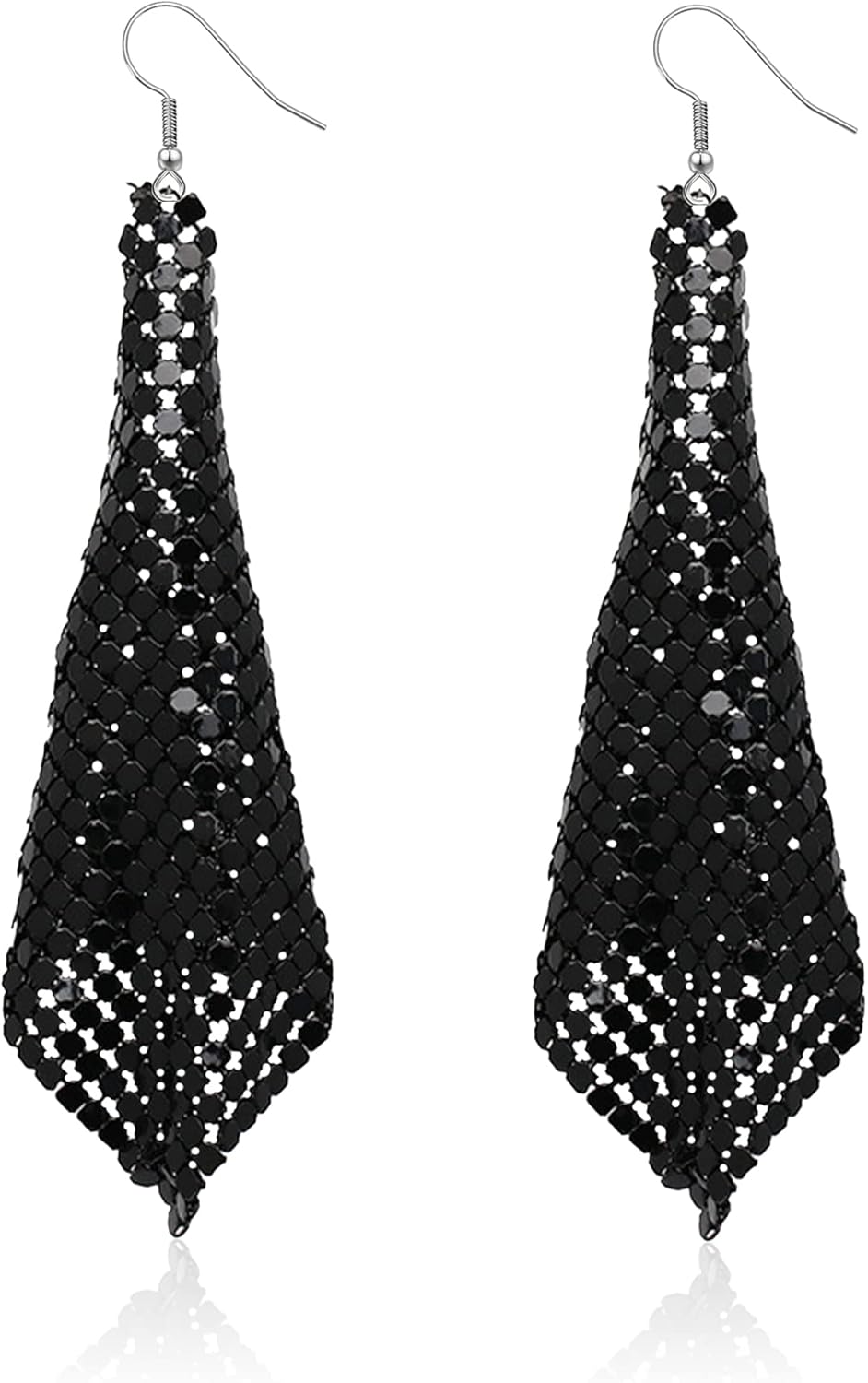 Lightweight Sequin Dangle Earrings Metal Mesh Grid Tassel Drop Colorful Sequin Earrings for Women Disco Party Bar