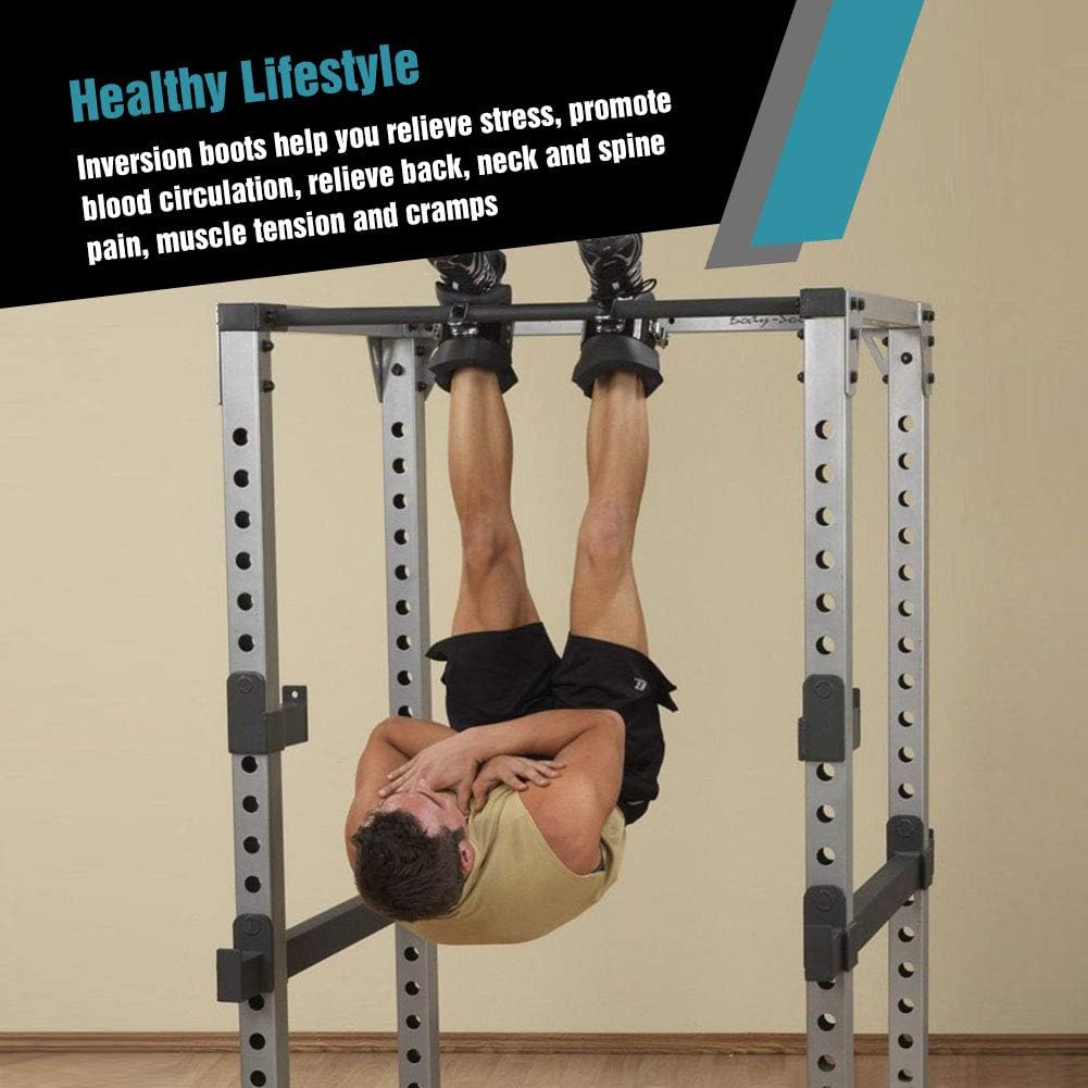 Inversion Boots, 1 Pair Fitness Strength Training Hang Pull Up Boots Hanging Upside Down Hooks with Comfortable Foam Padding and Locking Mechanism