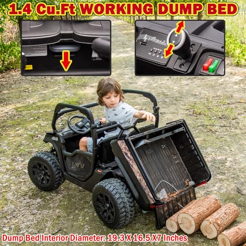 Image of NEWQIDA 2 Seater Kids UTV 24V Ride on Toy for Kids 3-8 Side by Side, Black