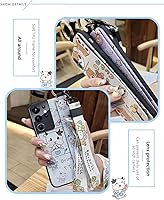 Vista 2 de Bonita funda cruzada compatible con Samsung Galaxy A12 5G, con correa para la muñeca, cordón de silicona suave a prueba de golpes, funda protectora