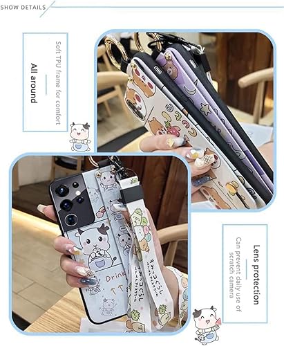 Miniatura 2 de Bonita funda cruzada compatible con Samsung Galaxy A12 5G, con correa para la muñeca, cordón de silicona suave a prueba de golpes, funda protectora