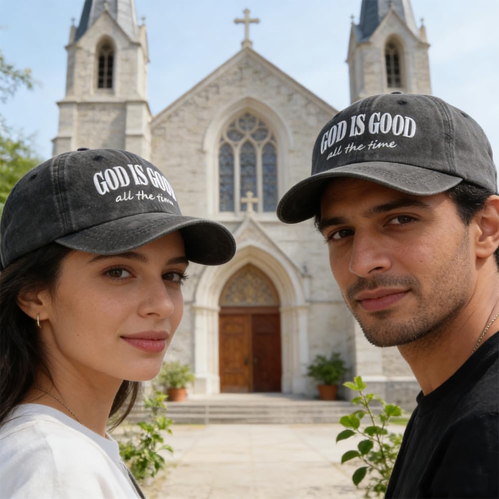 God is Good All The Time Hat for Men Women, Adjustable Cotton Embroidered Jesus Christian Faith Baseball Cap