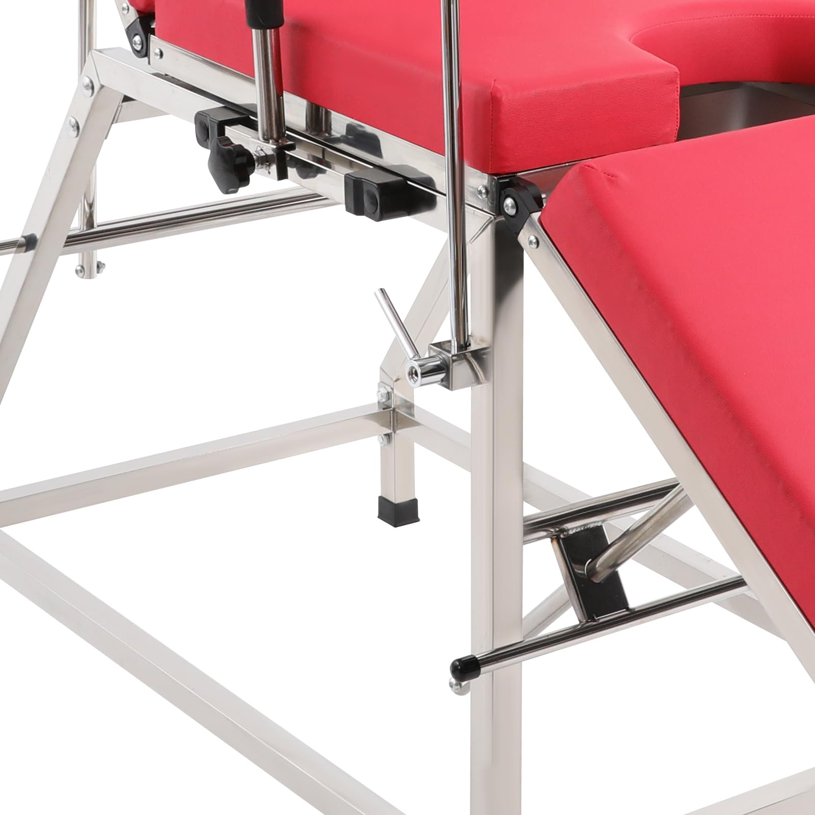Sedia ginecologica, sedia da esame GYN, schienale e gamba, design regolabile, max 200 kg, per cliniche, ospedali (rosso)