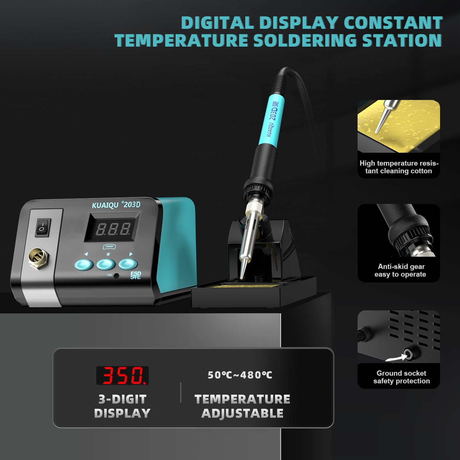 75W Digital Display Soldering Iron Station Kit,Solder Station with Ceramic Heating Element,Precision Temperature Control 122°F-896°F,Auto Sleep & ESD Safe For Electronics Repair & DIY Soldering