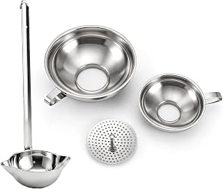 Canning Funnel & Large Soup Ladle for Filling Mason Jars, Bottles - 4pack