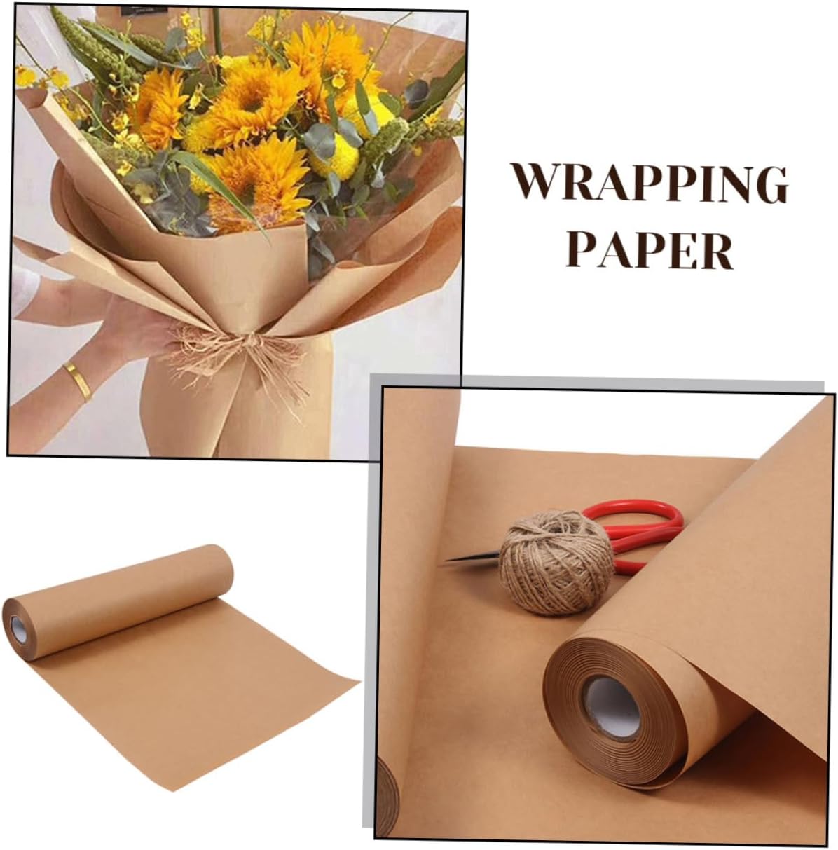 VILLCASE DIY Christmas Wrapping Paper Wide Long Kraft Paper Roll Recyclable Packaging