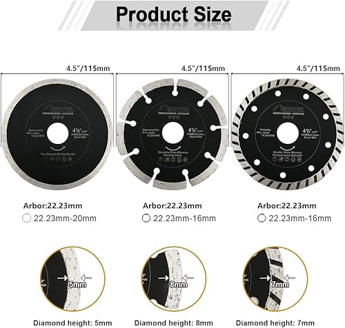 Miniatura 2 de SHDIATOOL Juego de 3 discos de corte de cuchillas de sierra de diamante de 4-12 pulgadas para azulejos, cerámica, mármol, granito, hormigón