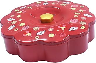 Sharplace 6-Compartment Serving Tray with Lid, 29cm Red Snack Organizer, Chinese New Year Gift Tray for Dried Fruits & Candy, Festive Party Platter for Chinese New Year, Living Room & Office